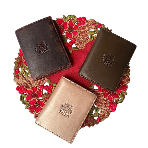 英国デザインValise二つ折りミニ手帳型財布 シャンパンゴールド 二