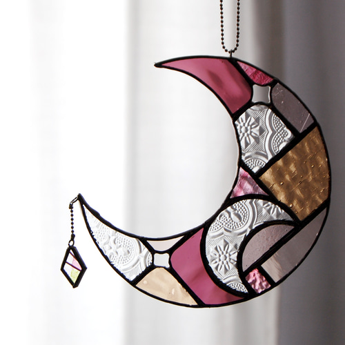 三日月のオーナメントPK2 ステンドグラス サンキャッチャー