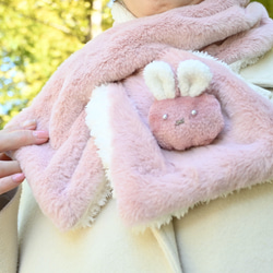 ネックウォーマー ピンク×うさぎ ネックウォーマー アトリエキューン