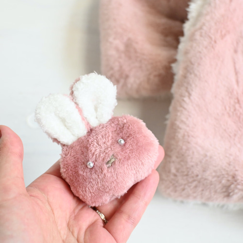 ネックウォーマー ピンク×うさぎ ネックウォーマー アトリエキューン