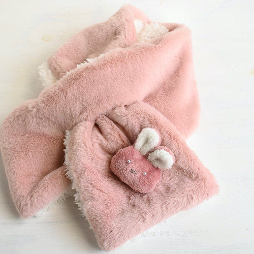 ネックウォーマー ピンク×うさぎ ネックウォーマー アトリエキューン