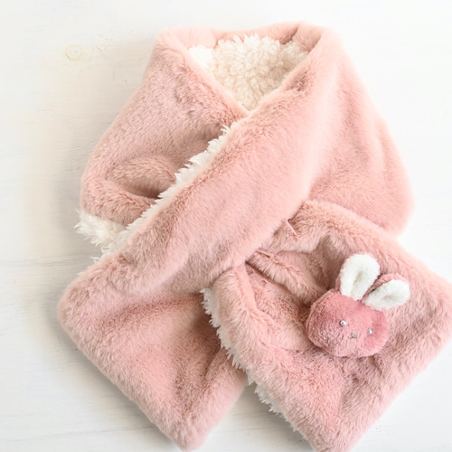 ネックウォーマー ピンク×うさぎ ネックウォーマー アトリエキューン