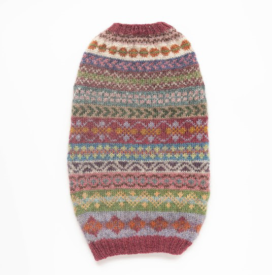 ★犬服♪本格的フェアアイルセーター　一点物！カラフルなウール100％手編みセーター　小型犬用⑫