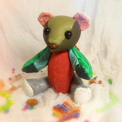 世界に1つ レザーテディベア/本革 ワニ革 クロコダイル プレゼントに