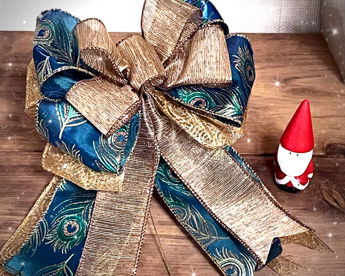 クリスマス　スワッグ　ネイビーリボン クリスマス クリスマスリボン ツリートップリボン クリスマスツリー