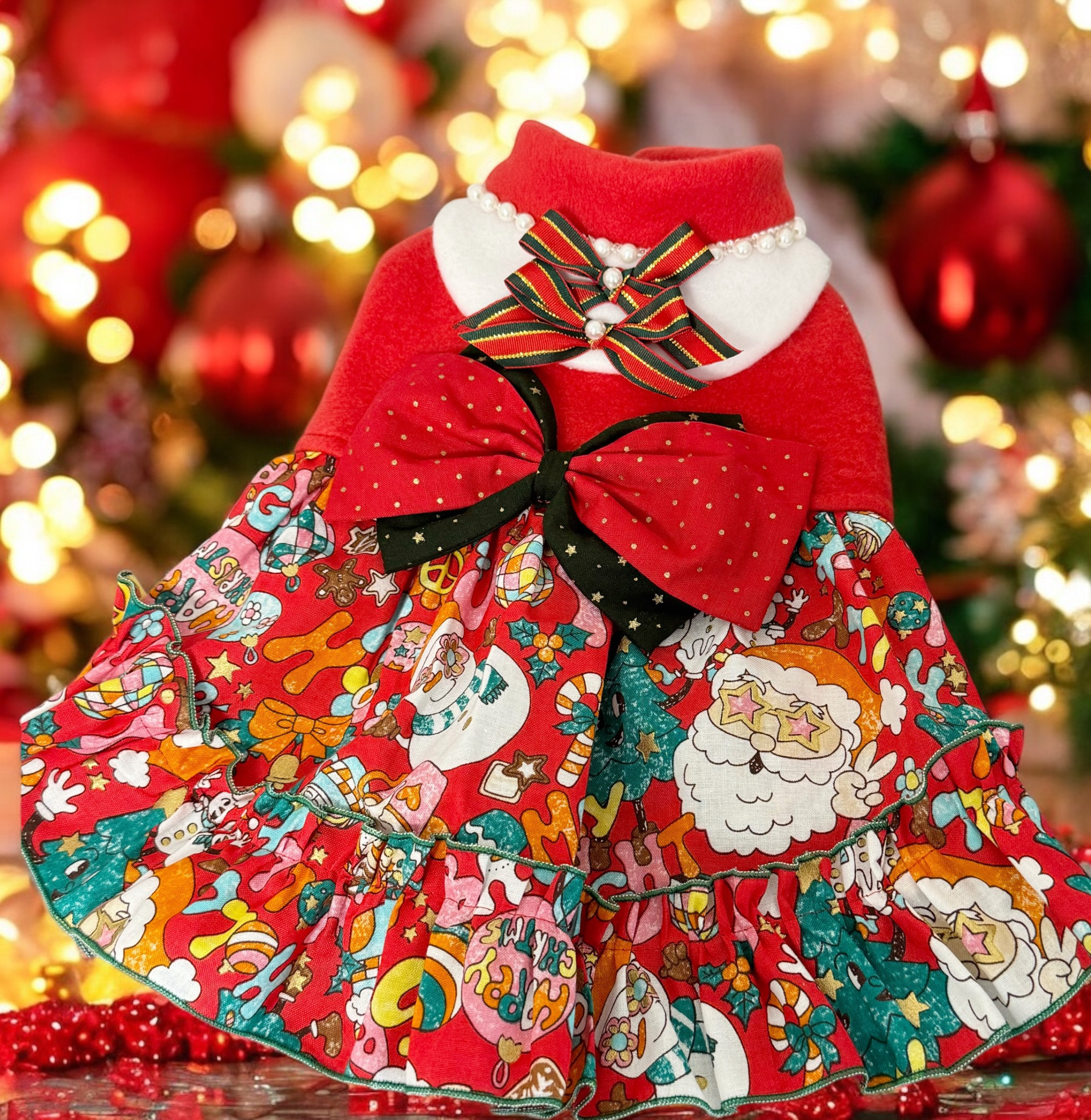 おしゃれさんワンピース　∞TuTu∞  クリスマス　犬服　ハンドメイド おしゃれさんワンピース∞TuTu∞ クリスマス犬服ハンドメイド