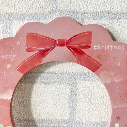 トールペイントのピンクのクリスマスリース リース アトリエ トールペイントのピンクのクリスマスリース リース アトリエ
