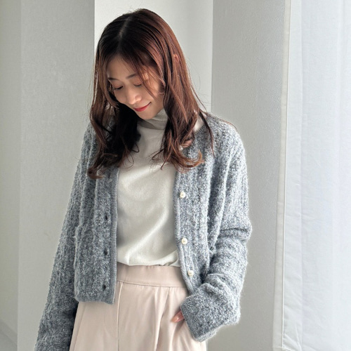 マルティニーク バイカラーニットカーディガン プードルニット