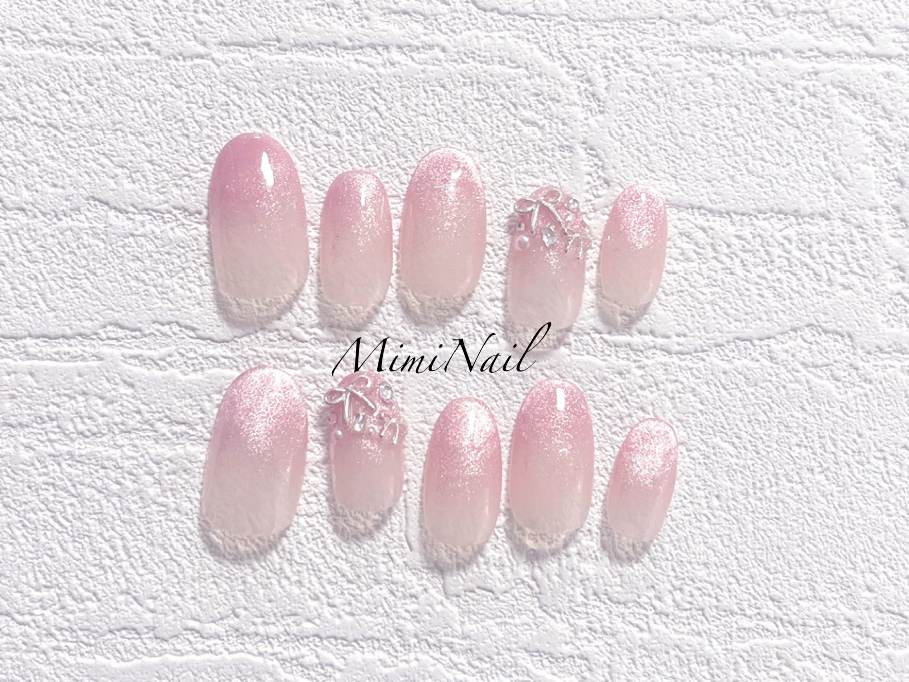 ネイルチップ ワンホン リボン ビジュー マグネット ネイルチップ ワンホン リボン ビジュー マグネット