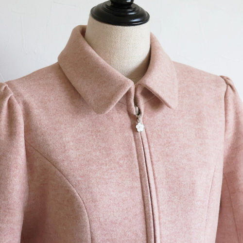 美シルエット◎】パネルライン襟付きジップアップコート【ピンク