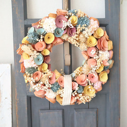 w №14 3種のグリーンと木の実のオリーブリース