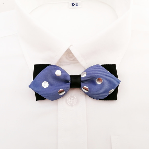蝶ネクタイ  シルバードット ～ スモークブルー ～ フォーマル 男の子 こども キッズ ベビー 七五三 結婚式 卒園 1枚目の画像