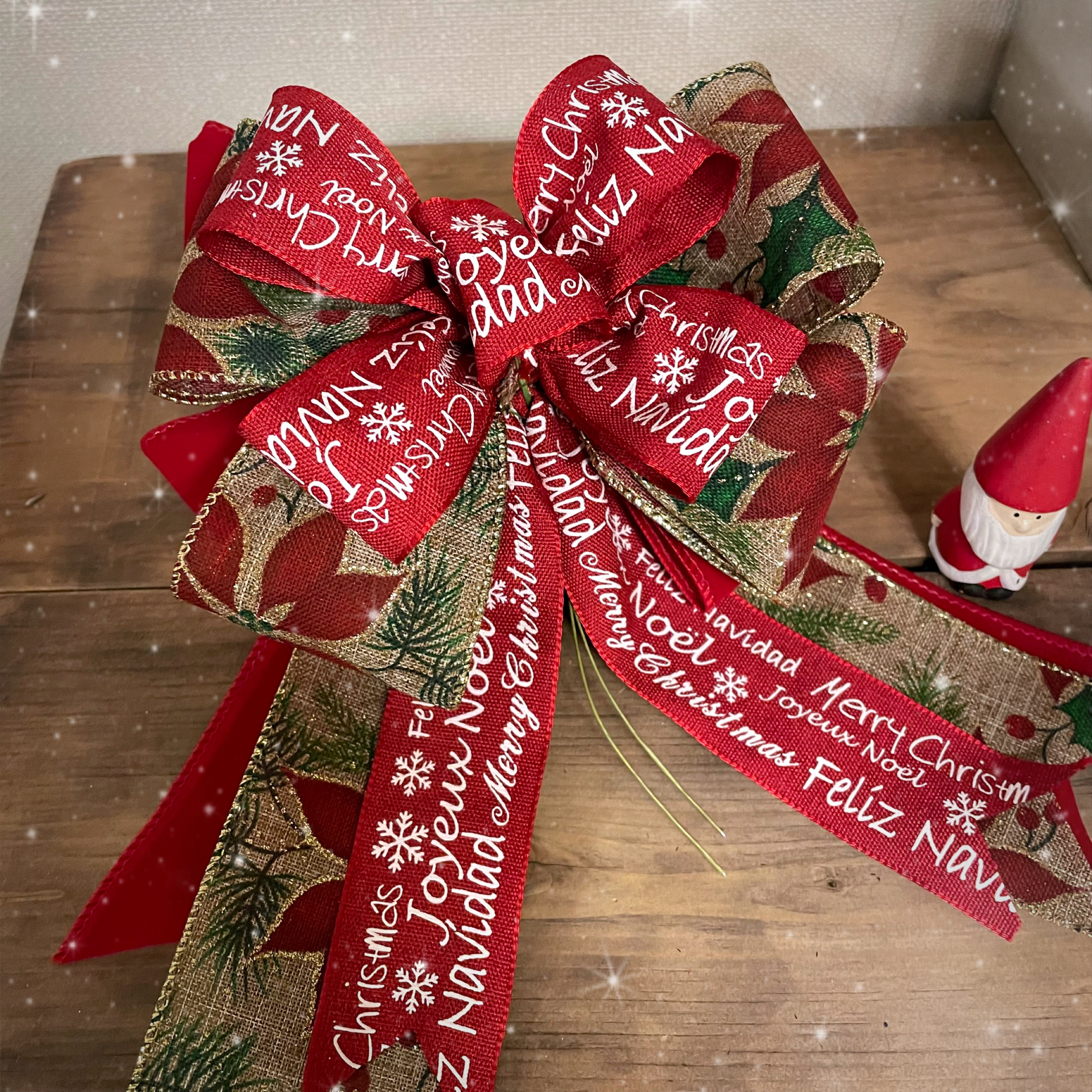 クリスマススワッグ　クリスマスリース　リボン　ハンドメイド　ツリー　大きめ　特大