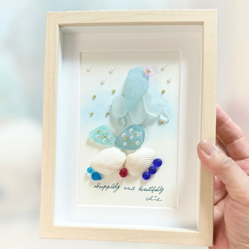 シーグラスアート no.9 人魚 アートのある暮らし インテリア雑貨 プチ