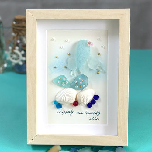 シーグラスアート no.9 人魚 アートのある暮らし インテリア雑貨 プチ