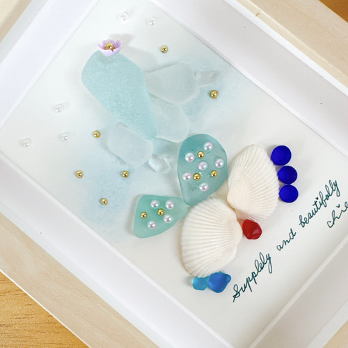 シーグラスアート no.9 人魚 アートのある暮らし インテリア雑貨 プチ