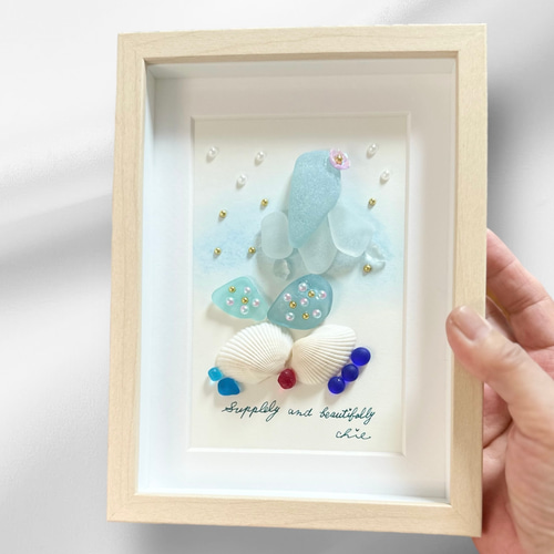 シーグラスアート no.9 人魚 アートのある暮らし インテリア雑貨 プチ