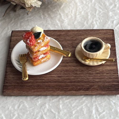 3段ワッフルとコーヒーのセット ミニチュアスイーツ その他置物 うり