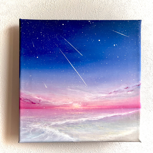 原画☆幸せな風景☆アクリル画・キャンバス 夕焼け ラグーン