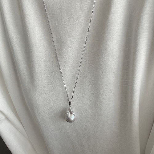 大粒グレーバロックパールロングネックレス | 淡水真珠 | ロング