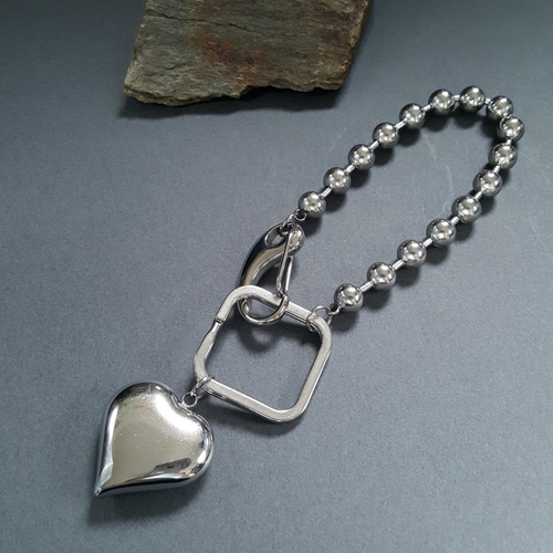 1pcs] オールステンレス製 2way ハート ボールチェーン バックチャーム