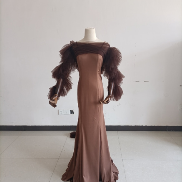 パーティードレス コーヒーの色 トップス+キャミソール スレンダー  