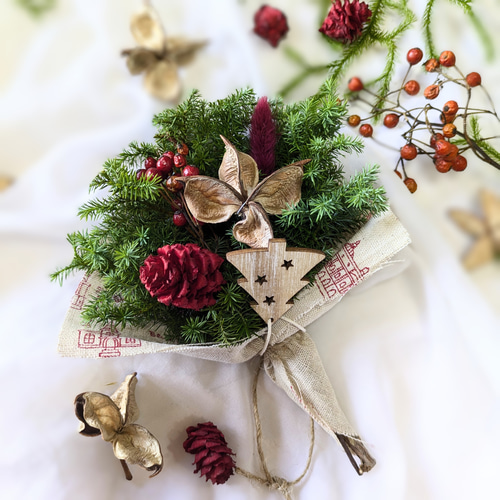 早割フレッシュクリスマス2024Xmastree 森の中からドライフラワー