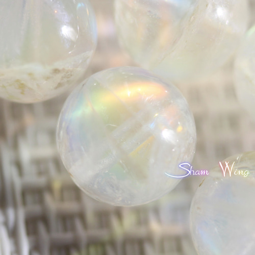 高品質レインボームーンストーン ラウンド約9.2～9.4mm☆2粒✿天然石