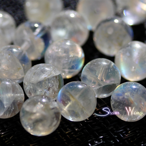 高品質レインボームーンストーン ラウンド約9.2～9.4mm☆2粒✿天然石