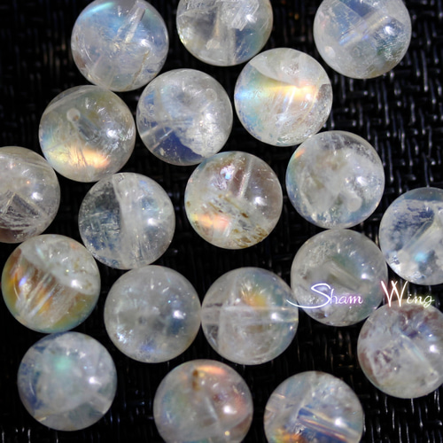 高品質レインボームーンストーン ラウンド約9.2～9.4mm☆2粒✿天然石
