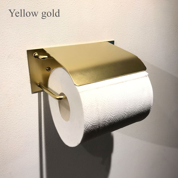 ［選べる2色］メタリックアイアントイレットペーパーホルダー　イエローゴールド　シャンパンメタリック 4枚目の画像