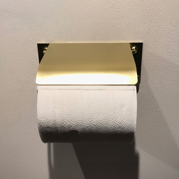 ［選べる2色］メタリックアイアントイレットペーパーホルダー　イエローゴールド　シャンパンメタリック 2枚目の画像