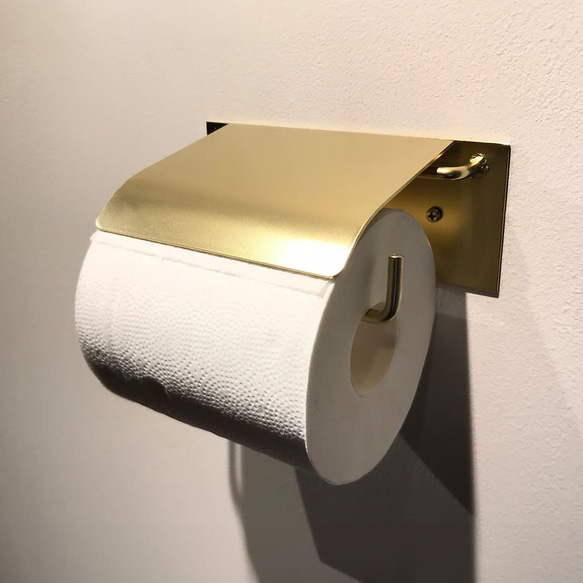 ［選べる2色］メタリックアイアントイレットペーパーホルダー　イエローゴールド　シャンパンメタリック 3枚目の画像