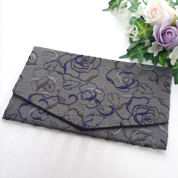 ✱新発売・即発送✱金封袱紗・弔事用・ソフトタイプ✱刺繍薔薇柄レース