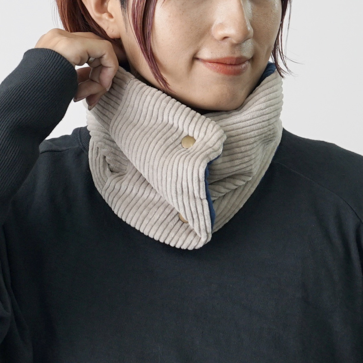 コーデュロイネックウォーマー/2カラー/遠州織物