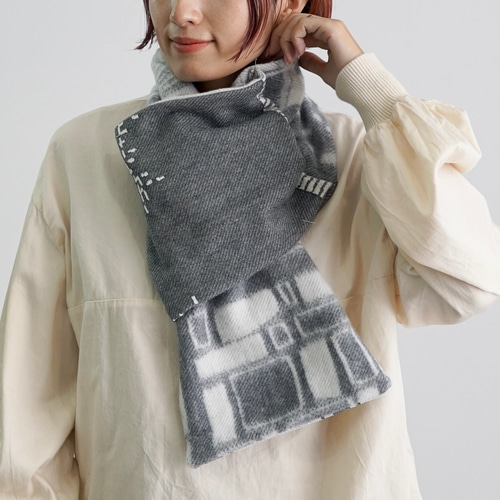 ティペットマフラー/UMIBE2カラー/尾州ジャガードニット マフラー