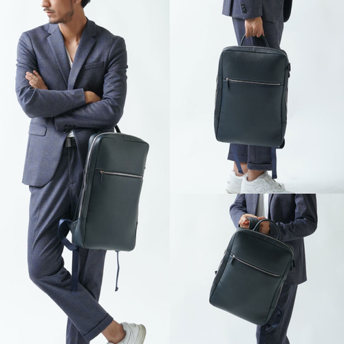 あかりページ 薄マチ ダブルジッパー シュリンクレザー スマート コンパクトビジネス