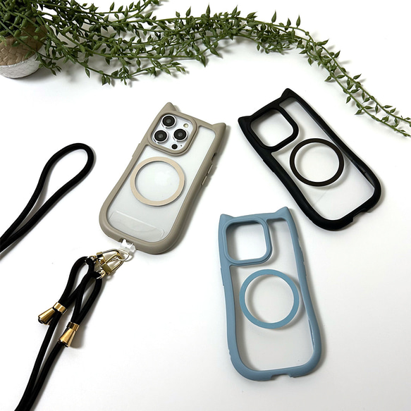 iPhone限定 Magsafeリング 【 猫耳 iPhoneケース 】 クリア