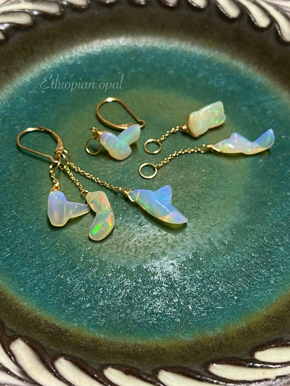 エチオピアンオパールのチャームセット＊イヤリングネックレスチャームにも エチオピアンオパールのチャームセット＊イヤリングネックレスチャーム