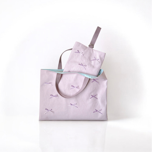 女の子のためのリボンレッスンバッグ | ラベンダー | 入園入学グッズ