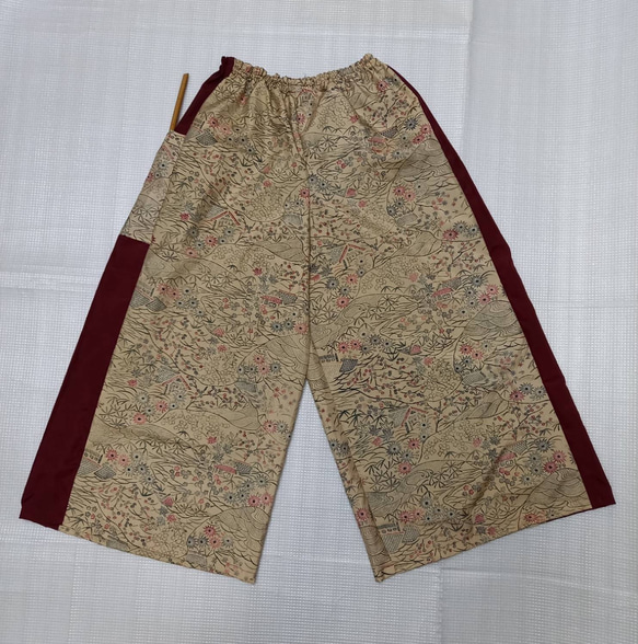 着物リメイク 紬 ガウチョパンツ ワイドパンツ パンツ ガウチョ