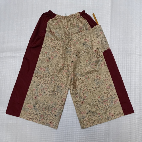 着物リメイク 紬 ガウチョパンツ ワイドパンツ パンツ ガウチョ