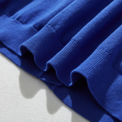 程よく存在感を引き立てるカーディガン 配色ジャガード　長袖　瑠璃色　241001-2 9枚目の画像