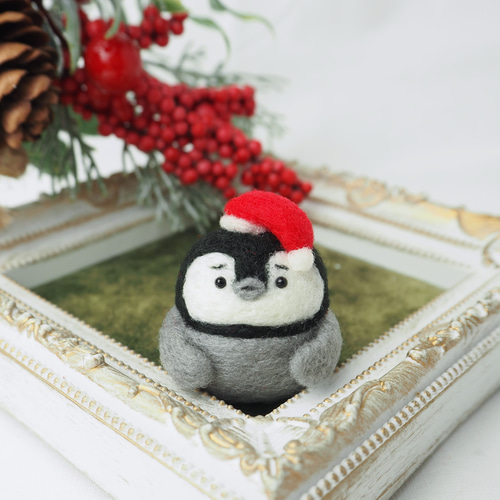 【メーカー公式ショップ】 受注製作】まゆペンギンのひなサンタ・トナカイセット 羊毛 羊毛フェルト