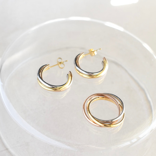 大人気！【金属アレルギー対応！】 トリニティ フープ ピアス