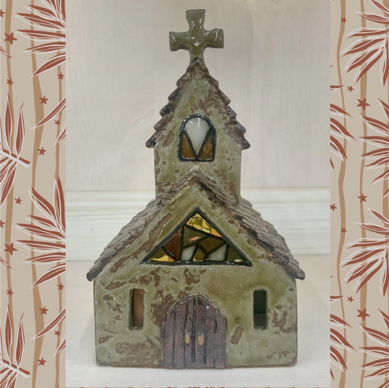 陶器製 高さ約12cm ヴィンテージ 教会の置物