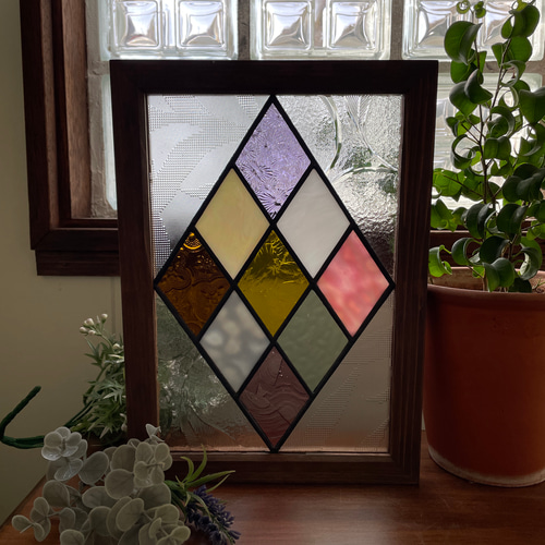 ステンドグラス　パネル　毛糸アーガイル ステンドグラス パネル 毛糸アーガイル その他インテリア雑貨