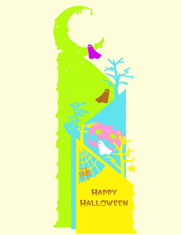 ハロウィンペーパーアートのスマホ用ウォールペーパー 1枚目の画像