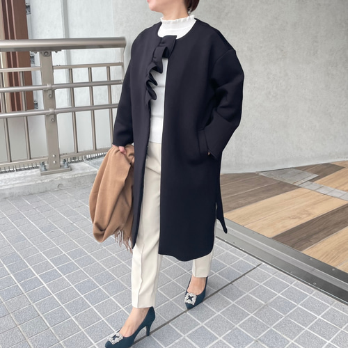 小柄S□超ゆったり＆もっちりあったか♡大人可愛いフリルノーカラー