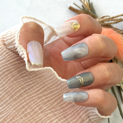 サイズオーダー】くすみブルーニュアンスネイルチップ/秋ネイル